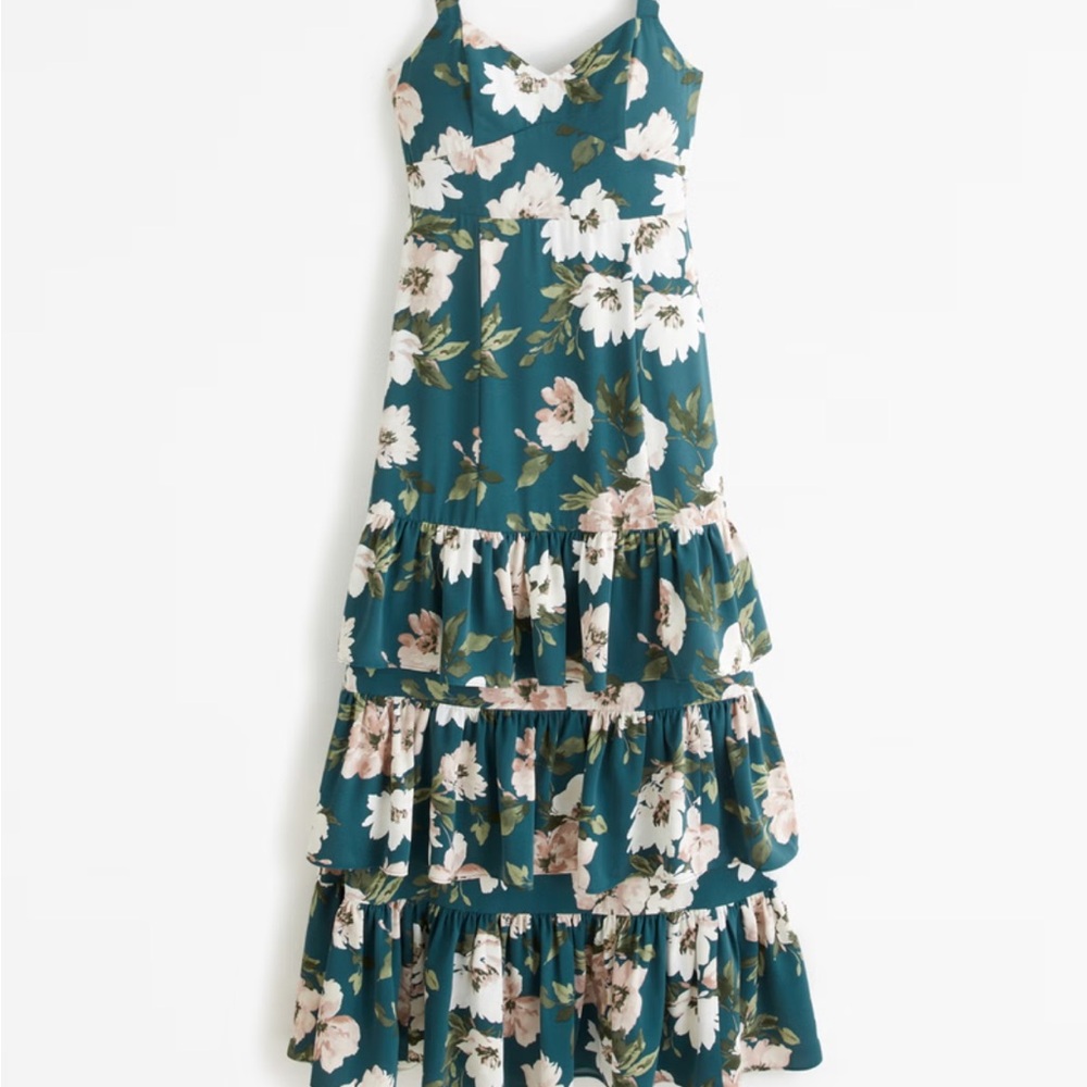 NWT Abercrombie Floral Teal Maxi Dress